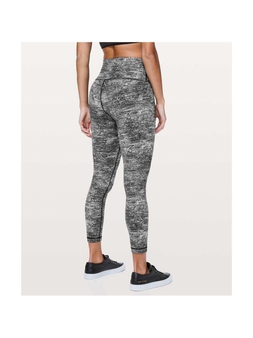 Lululemon Wunder Under Hi-Rise 7/8 Tight Rush Jacquard Black White Size 8